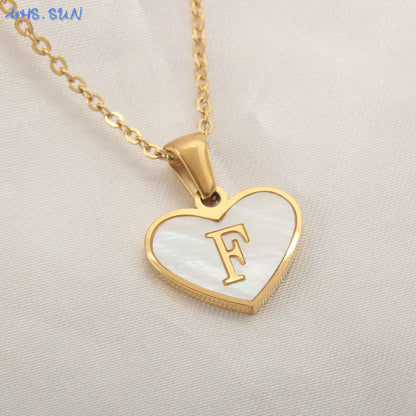 Heart Shell Initial Necklace