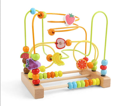 Montessori Wooden Roller Coaster Bead Maze for Toddlers