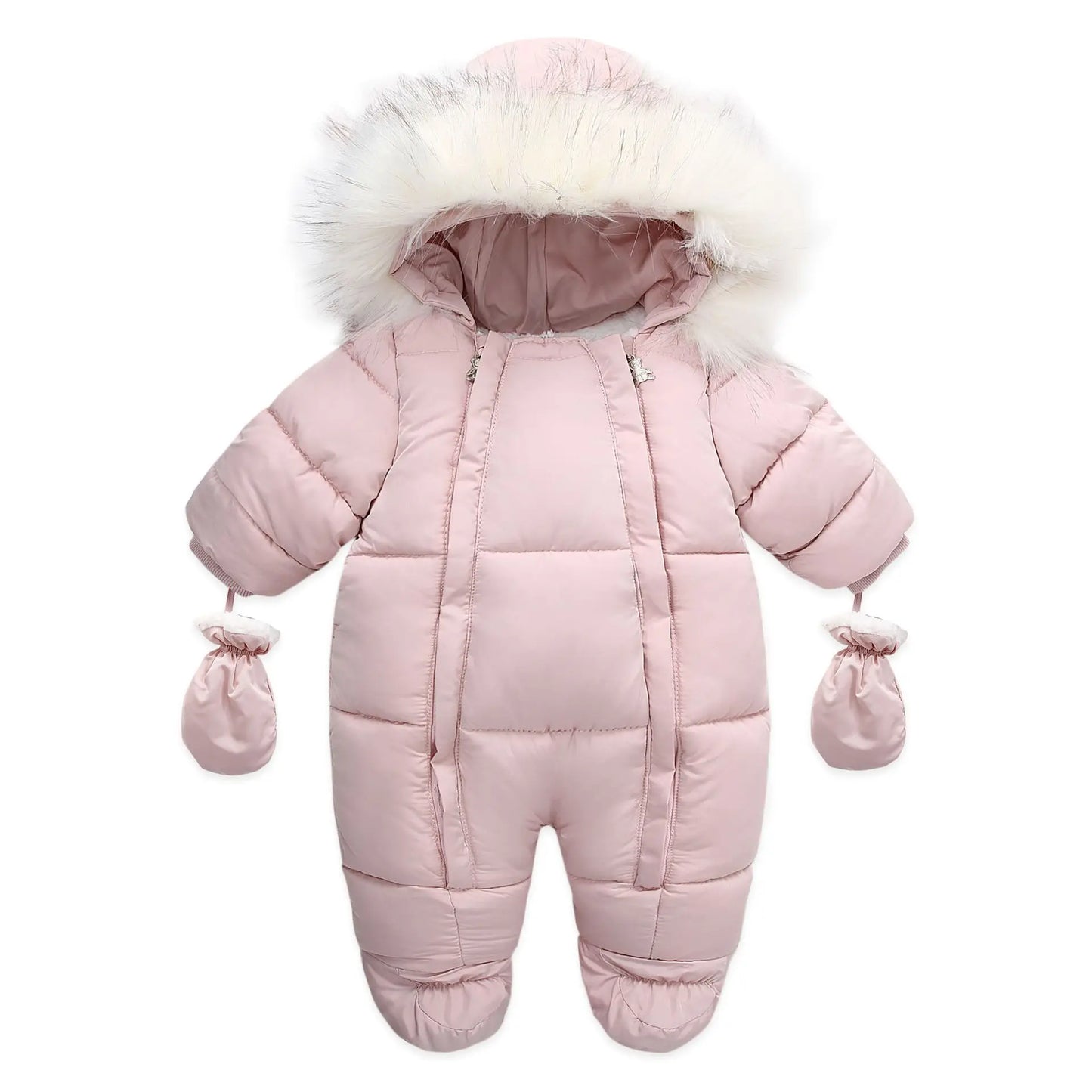 Winter Baby Down Jumpsuit – Wool Hooded, Snowproof & Warm