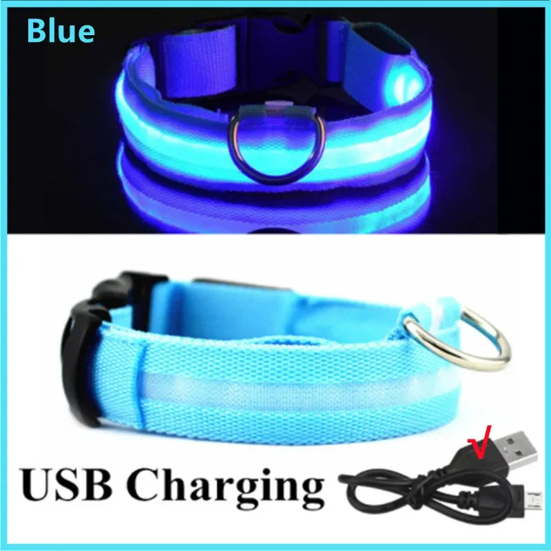 3 Modes LED Dog Collar - USB Rechargeable Glow Collar for Dogs & Cats with Detachable Night Safety Light