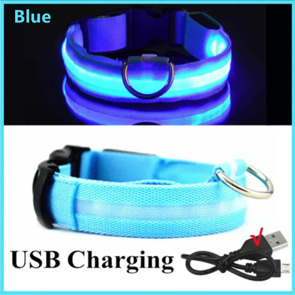 3 Modes LED Dog Collar - USB Rechargeable Glow Collar for Dogs & Cats with Detachable Night Safety Light