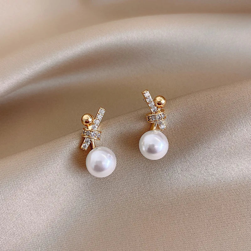 Elegant Heart Pearl Drop Earrings for Women