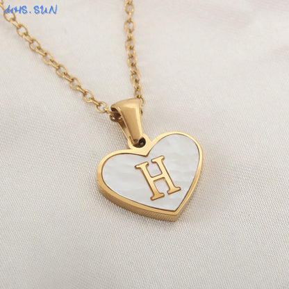 Heart Shell Initial Necklace
