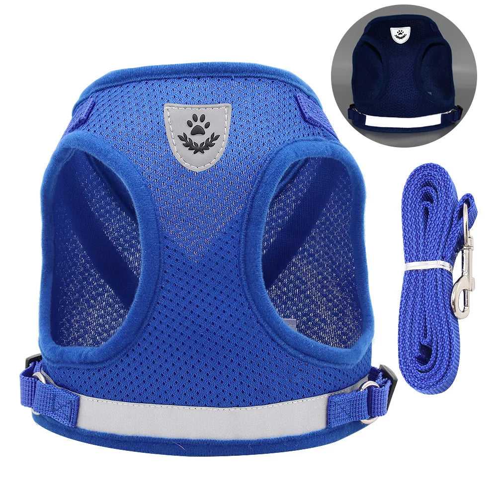 Breathable Escape-Proof Cat Harness and Leash - Adjustable Reflective Vest for Kittens and Puppies