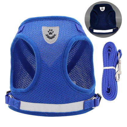 Breathable Escape-Proof Cat Harness and Leash - Adjustable Reflective Vest for Kittens and Puppies
