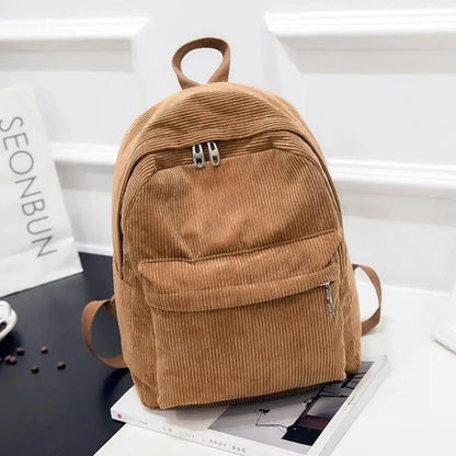 Xajzpa New Trend Backpack Fashion Women Corduroy Backpack College Women Solid Color School Backpack Travel Shoulder Bags For Teenagers