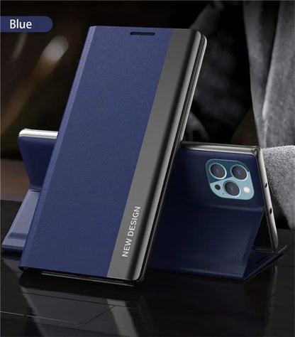 Mobile Phone Case Electroplated Bracket Magnetic Side Window Holster
