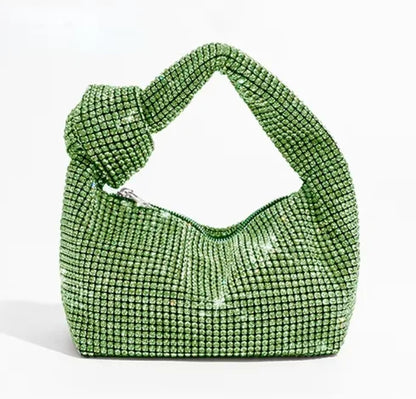Luxury Silver Crystal Rhinestone Evening Handbag