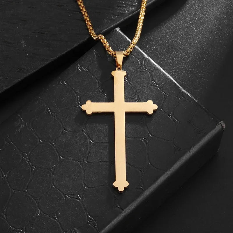 Men's Titanium Steel Stylish Trinity Cross Necklace