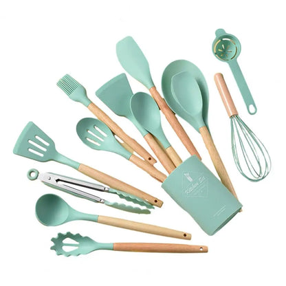 12PC Set Food Grade Silicone Kitchen Cookware Utensils