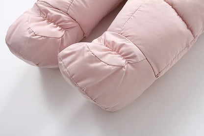 Winter Baby Down Jumpsuit – Wool Hooded, Snowproof & Warm