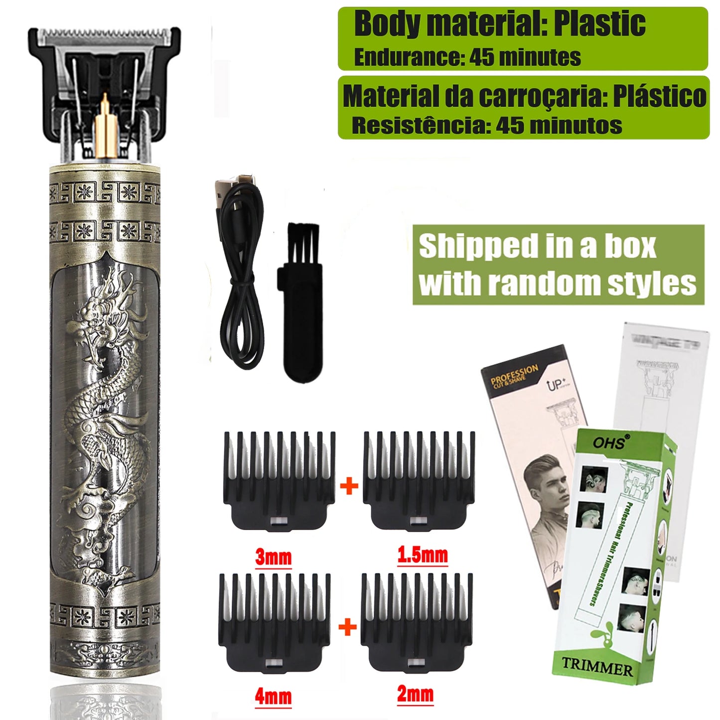 Vintage T9 Electric Hair Cutting Machine Hair Clipper Professional Men Shaver Rechargeable Barber Trimmer for Men Dragon Buddha