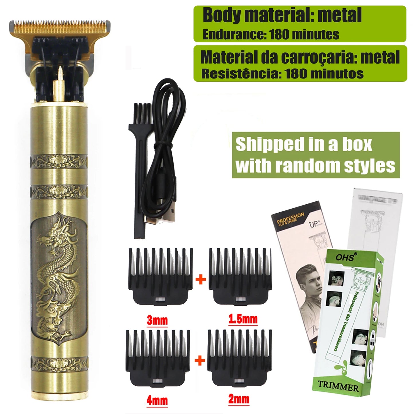 Vintage T9 Electric Hair Cutting Machine Hair Clipper Professional Men Shaver Rechargeable Barber Trimmer for Men Dragon Buddha