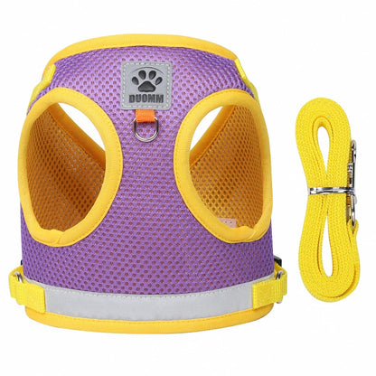 Breathable Escape-Proof Cat Harness and Leash - Adjustable Reflective Vest for Kittens and Puppies