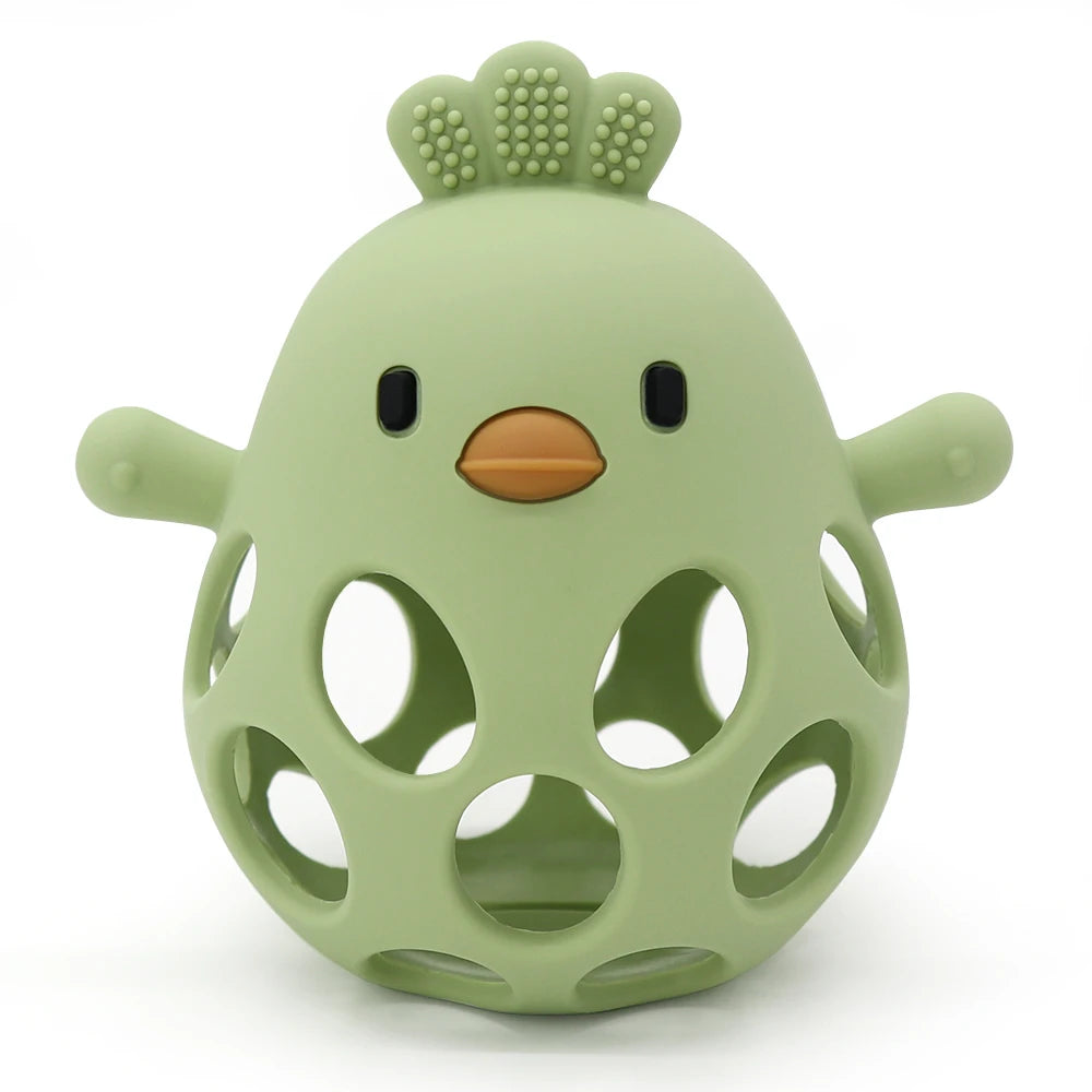 Cartoon Chick-Shaped Baby Silicone Teether Toy