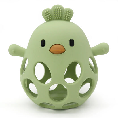 Cartoon Chick-Shaped Baby Silicone Teether Toy