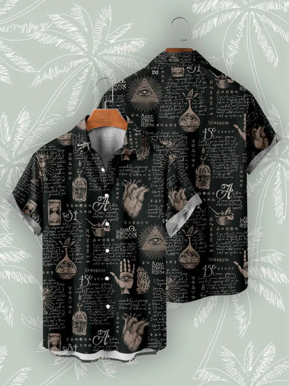 Hawaiian Shirts For Men's Skull Summer Casual Short Sleeve Y2k High Quality Oversized Streetwear Vintage Beach Tops Clothing
