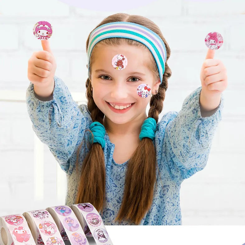 500pcs Sanrio Kawaii Sticker Roll – Hello Kitty, Kuromi & Melody Decals