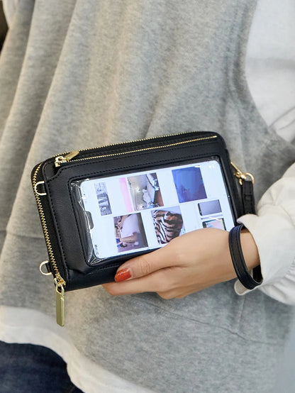 Xajzpa RFID Blocking Touch Screen Mobile Phone Bag, Functional Crossbody Long Wallet, Women's Mini Coin Purse