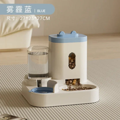 Universal Pet Feeder Station - Automatic Cat Feeder and Water Dispenser for Cats and Dogs - Easy-to-Clean Plastic Material, No Battery Required, Uncharged, Space-Saving Design