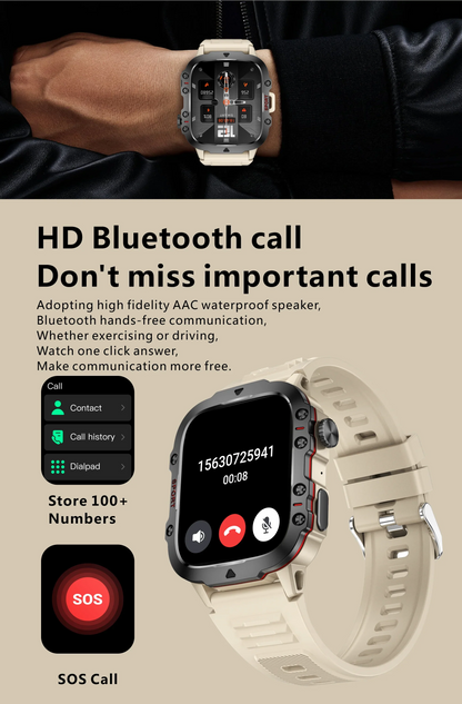 Rugged Outdoor Military Smartwatch for Men with GPS & Health Tracker