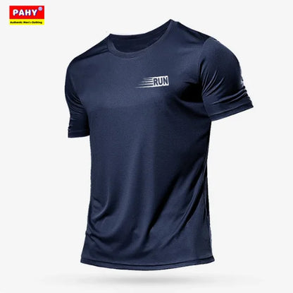 Men's Letter Print Round Neck Cotton Shirt for Bodybuilding, Running, Workout, and Fitness
