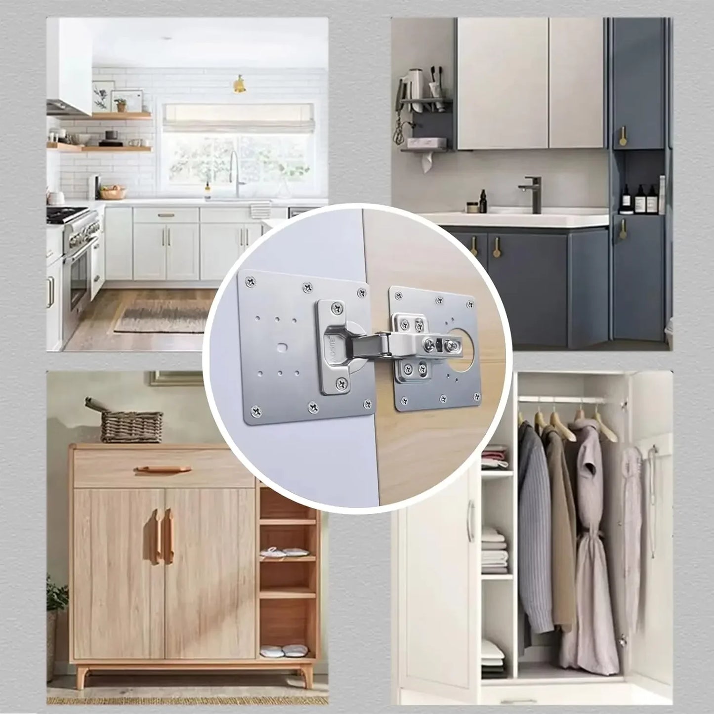 Cabinet Hinge Repair Plate Kit Kitchen Cupboard Door Hinge