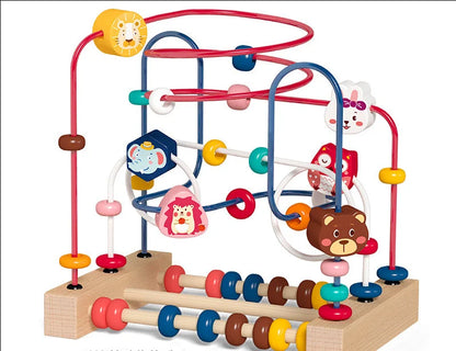 Montessori Wooden Roller Coaster Bead Maze for Toddlers