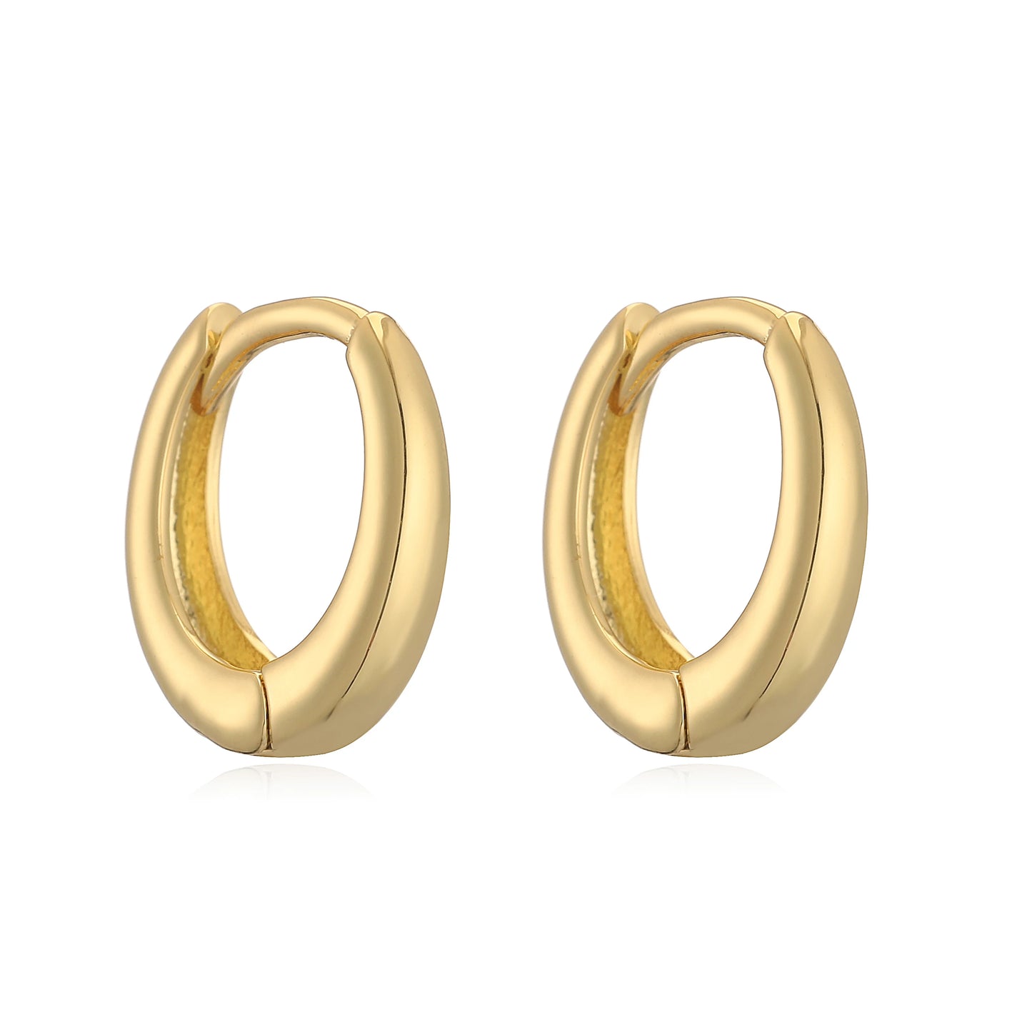 14K Gold Polished Huggies Hoop Earrings for Everyday Wear