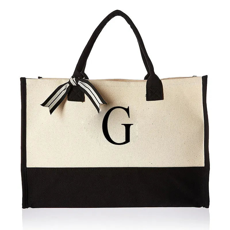 Tote Bag Fashion Canvas Totes Letters Flower Portable Beach Shoulder Shopping Casual Beach Bag Large Capacity Handbag  Wholesale