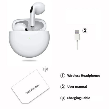 Air Pro 6 TWS Wireless Earbuds – Ultra-Lightweight Bluetooth 5.3 Headset with Mic & Charging Case