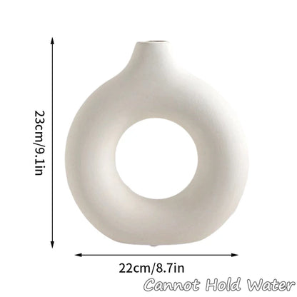 Plastic Circle Vase Donut Shape Living Room Decoration Dry Flower Vase Nordic Style Home Decor Furnishings Vase Room Decor
