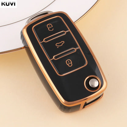 ABS Carbon Car Key Case Cover for VW Volkswagen Polo Tiguan Passat B5 B6 B7 Golf 4 5 6 MK6 Jetta Lavida Skoda Octavia Seat Leon
