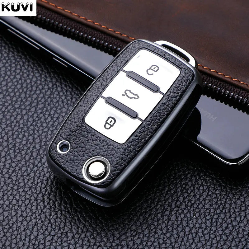 ABS Carbon Car Key Case Cover for VW Volkswagen Polo Tiguan Passat B5 B6 B7 Golf 4 5 6 MK6 Jetta Lavida Skoda Octavia Seat Leon
