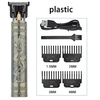 Vintage T9 Electric Hair Cutting Machine Hair Clipper Professional Men Shaver Rechargeable Barber Trimmer for Men Dragon Buddha [HAI]