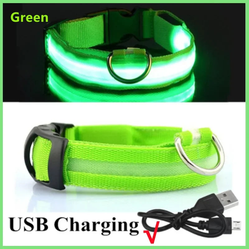 3 Modes LED Dog Collar - USB Rechargeable Glow Collar for Dogs & Cats with Detachable Night Safety Light