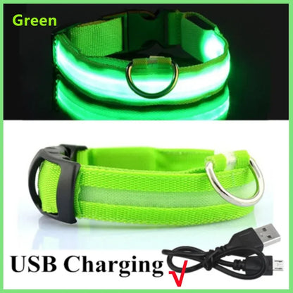 3 Modes LED Dog Collar - USB Rechargeable Glow Collar for Dogs & Cats with Detachable Night Safety Light