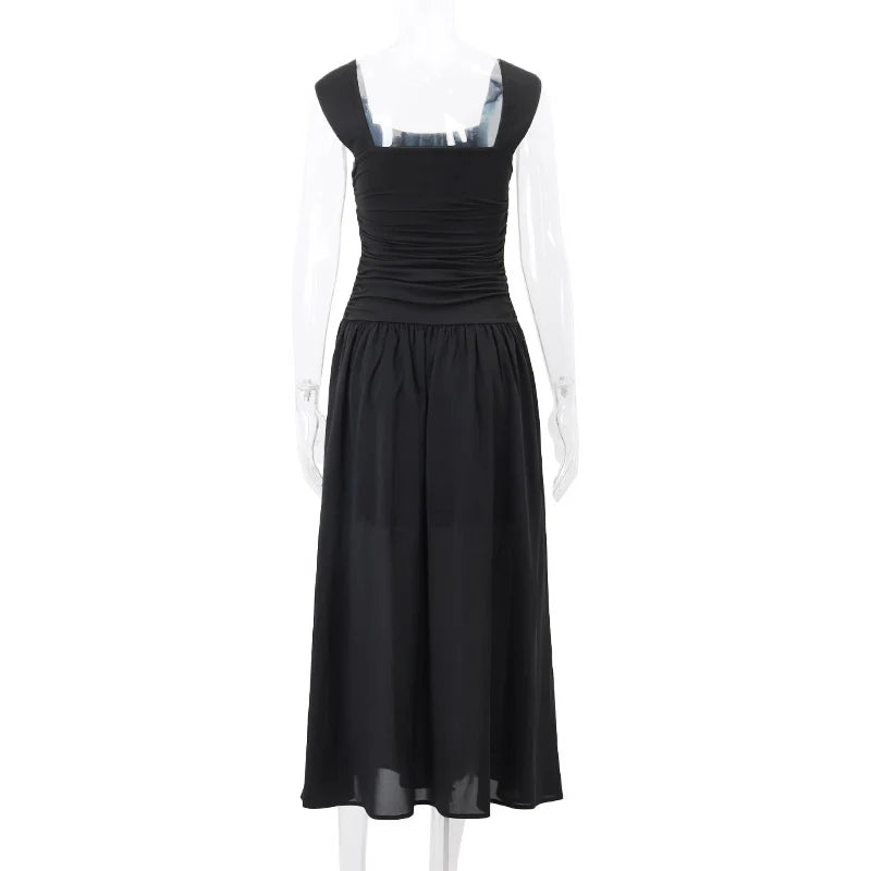 Sexy Black Maxi Dress - Summer Party Ruched Bodycon Style