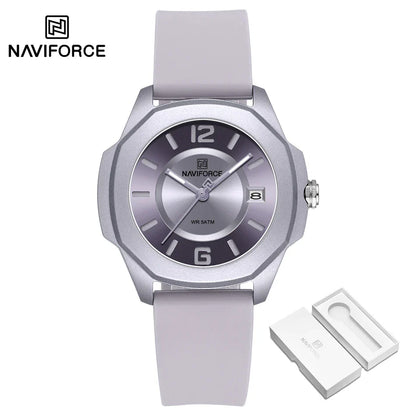 NAVIFORCE Women's Quartz Watches Silicone Strap Wrist Watch Waterproof