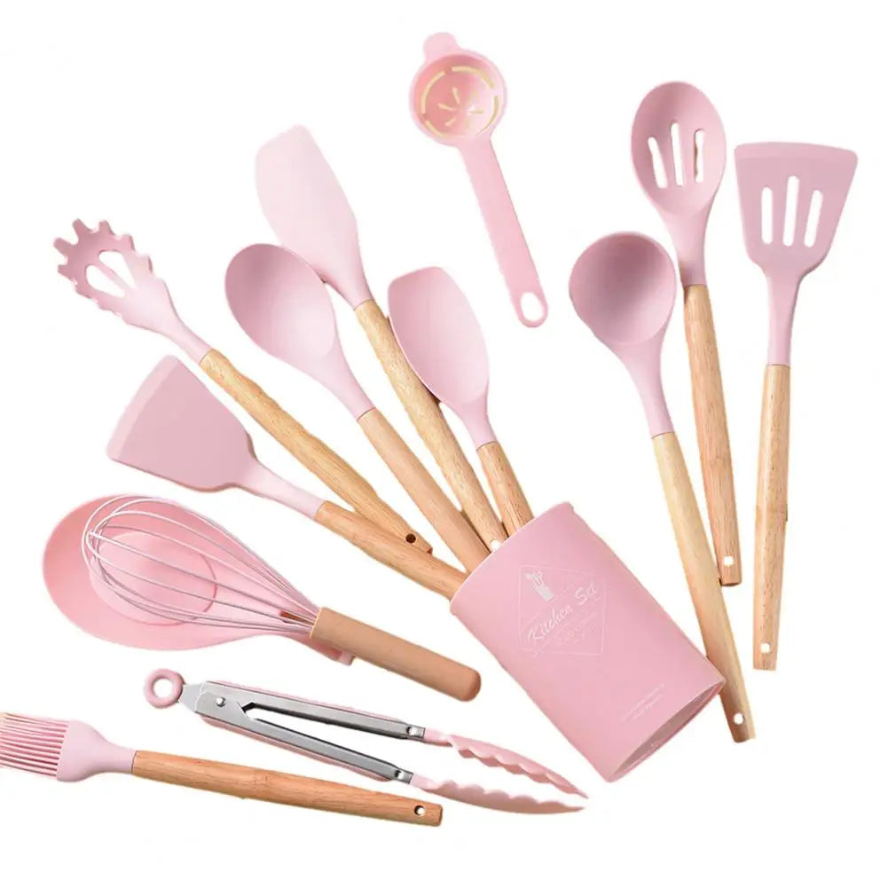 12PC Set Food Grade Silicone Kitchen Cookware Utensils