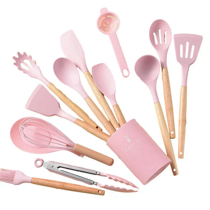 12PC Set Food Grade Silicone Kitchen Cookware Utensils