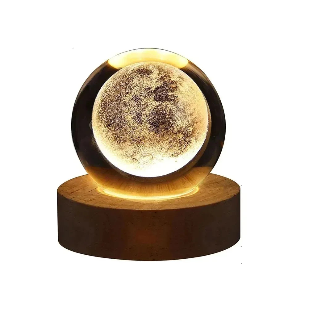 3D Crystal Lamp with Galactic Projection – USB Night Light