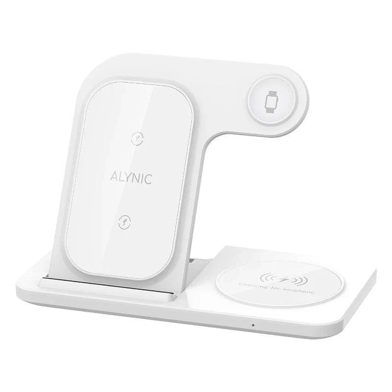 Support de chargeur rapide sans fil LED, station de charge pliable 3 en 1, iPhone 15, 14, 13, 12, 11, Apple Watch 9, 8, 7, 6, 5, Airpods Pro, 30W