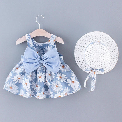 Daniela Daisy Print Back Big Bow Decor Beach Dress