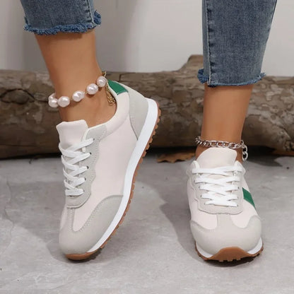 KayBee & Co Leather Contrast Rounded Toe Flats Sneakers