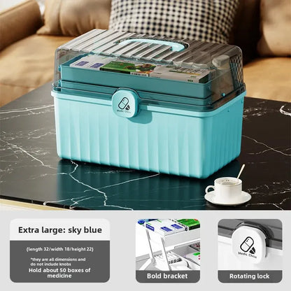 Large Capacity Portable Medical Box Home Use Outdoor Emergency Kit Family Health Care Box Medicine Storage Box
