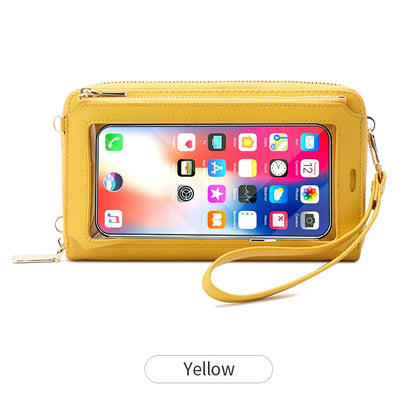 Xajzpa RFID Blocking Touch Screen Mobile Phone Bag, Functional Crossbody Long Wallet, Women's Mini Coin Purse