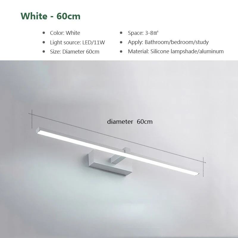 Modern LED Bathroom Mirror Light Three Colors Wall Lamp