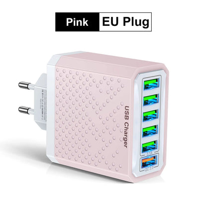 USLION 6-in-1 USB Charger QC3.0 with Fast Charge Protocols
