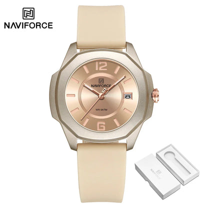 NAVIFORCE Women's Quartz Watches Silicone Strap Wrist Watch Waterproof